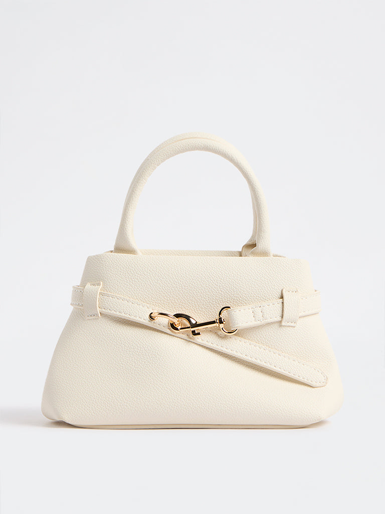 Westside Off-White Textured Geometric Crossbody Sling Bag