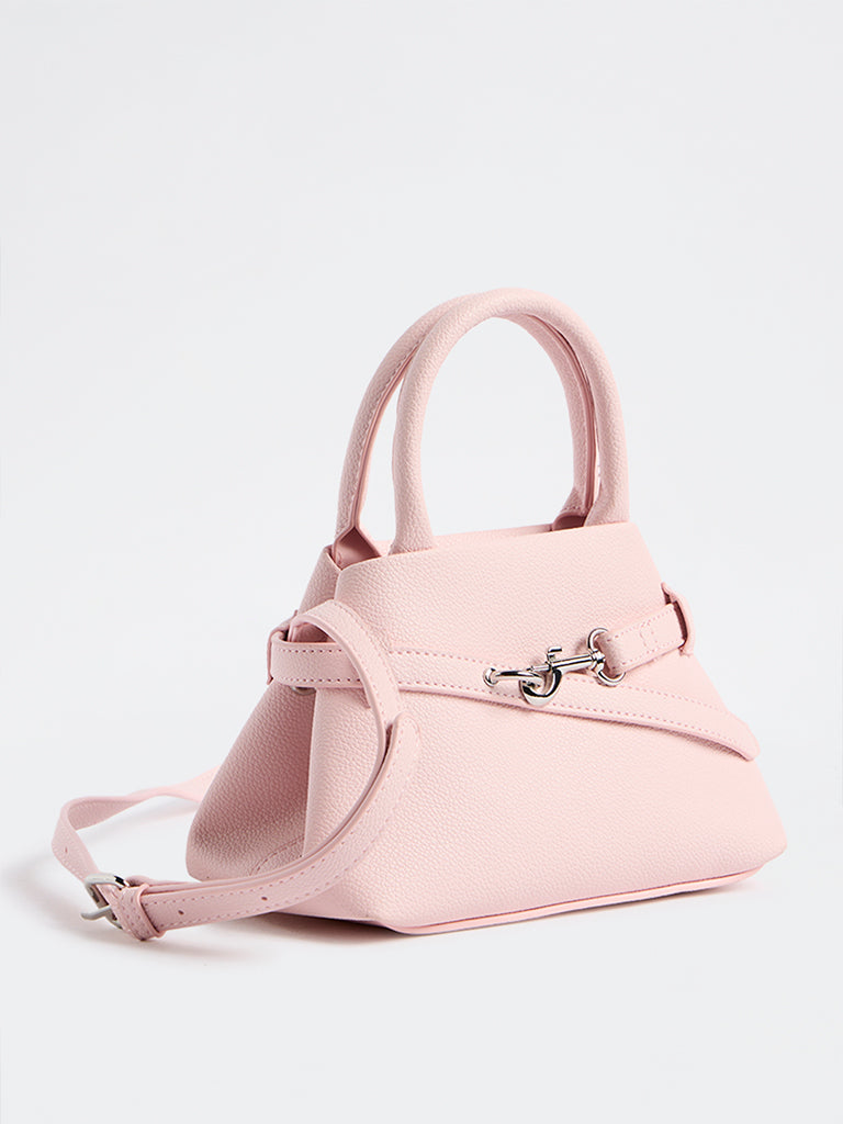 Westside Pink Textured Geometric Crossbody Sling Bag