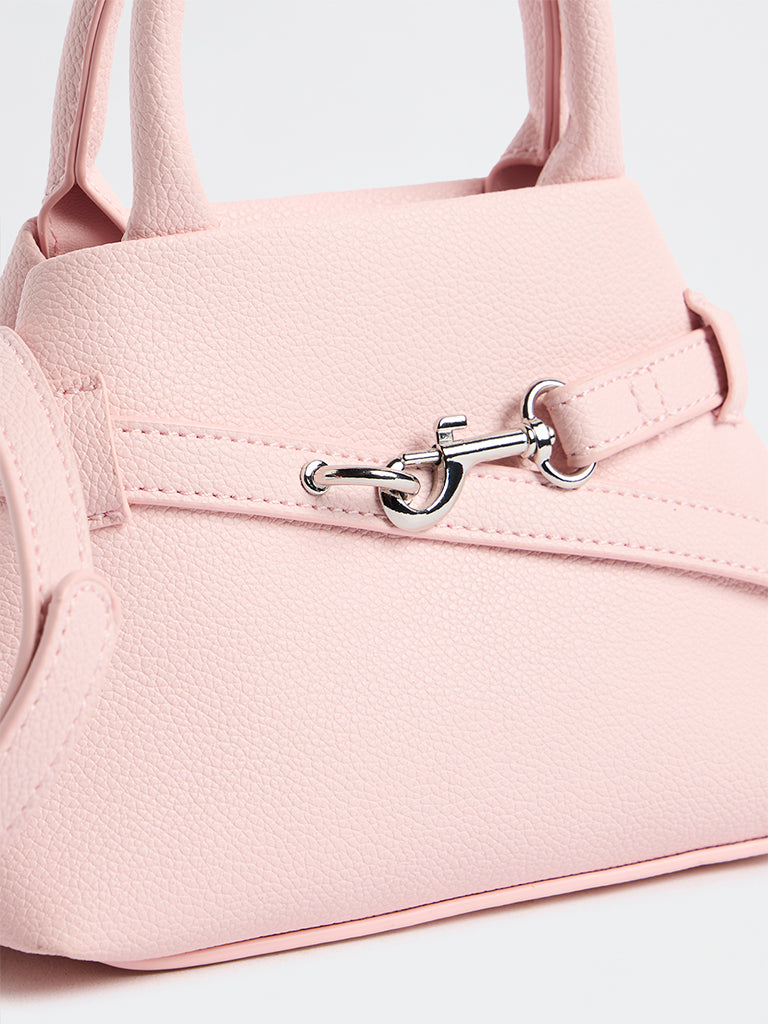 Westside Pink Textured Geometric Crossbody Sling Bag