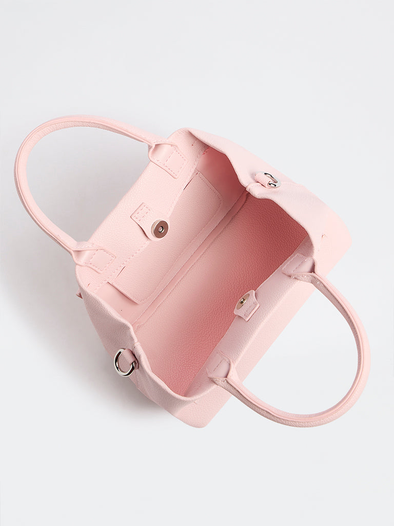 Westside Pink Textured Geometric Crossbody Sling Bag