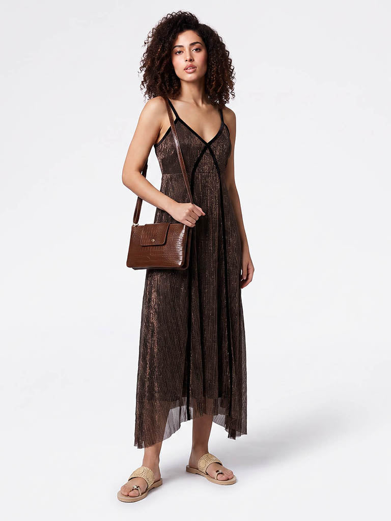 Westside Brown Textured Crossbody Sling Bag