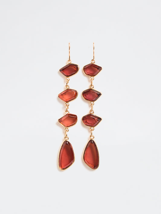 Westside Accessories Red Stone Statement Dangler Earrings