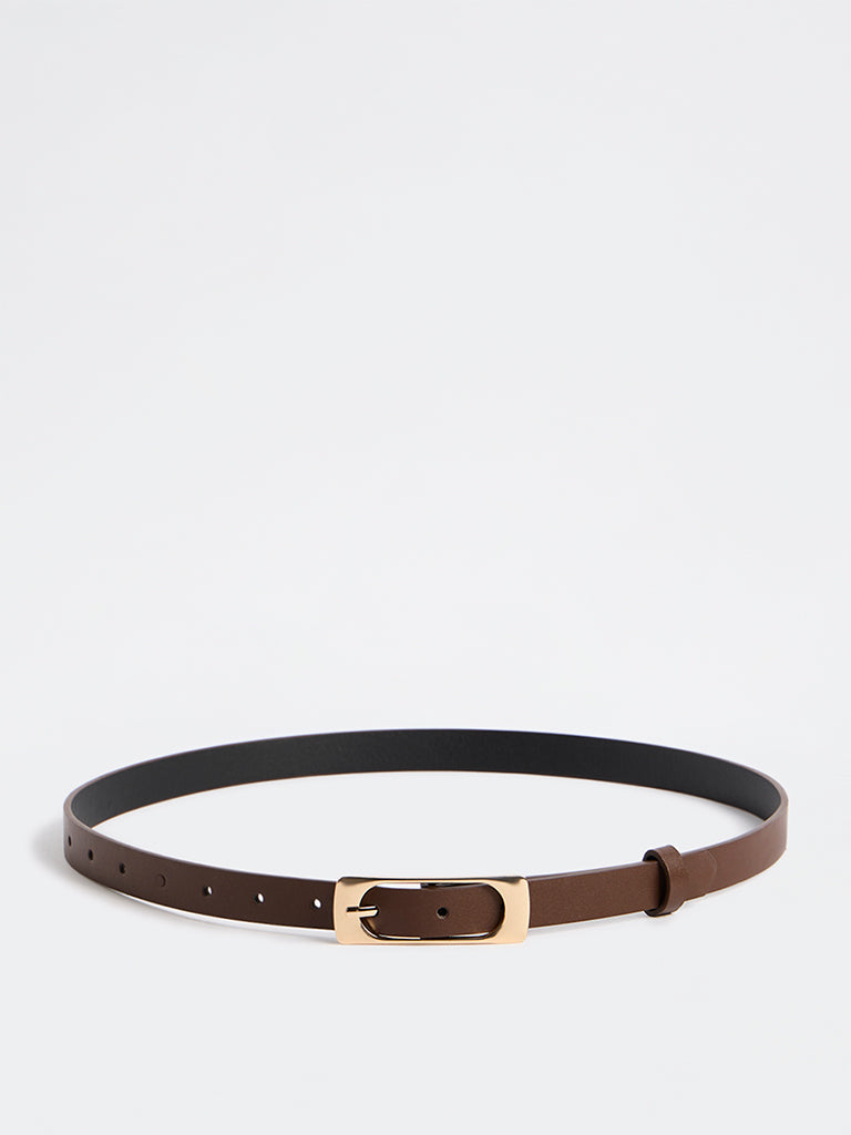 Westside Accessories Brown Long Buckle Belt