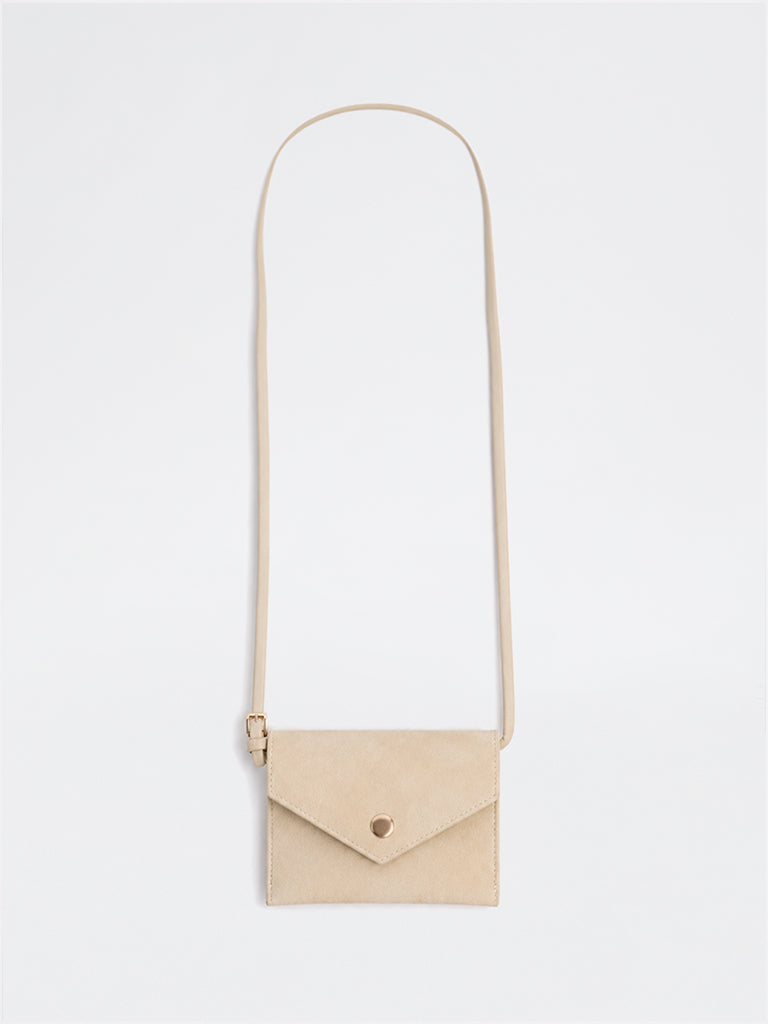 Westside Accessories Light Beige Textured Envelope Sling Bag