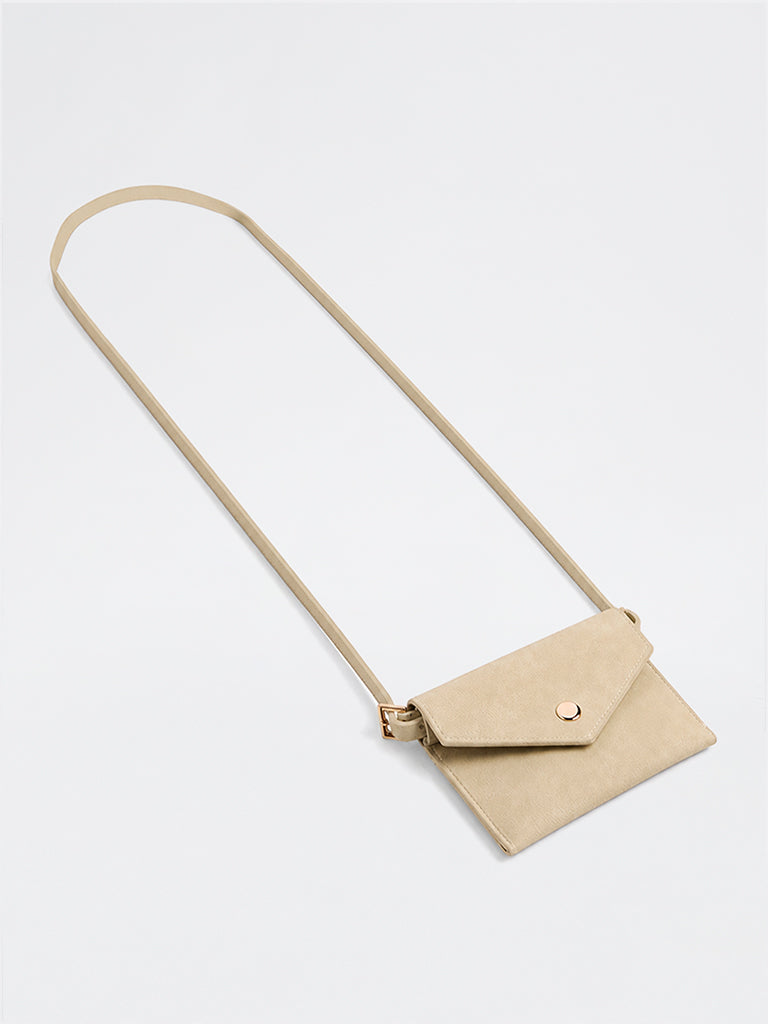 Westside Accessories Light Beige Textured Envelope Sling Bag