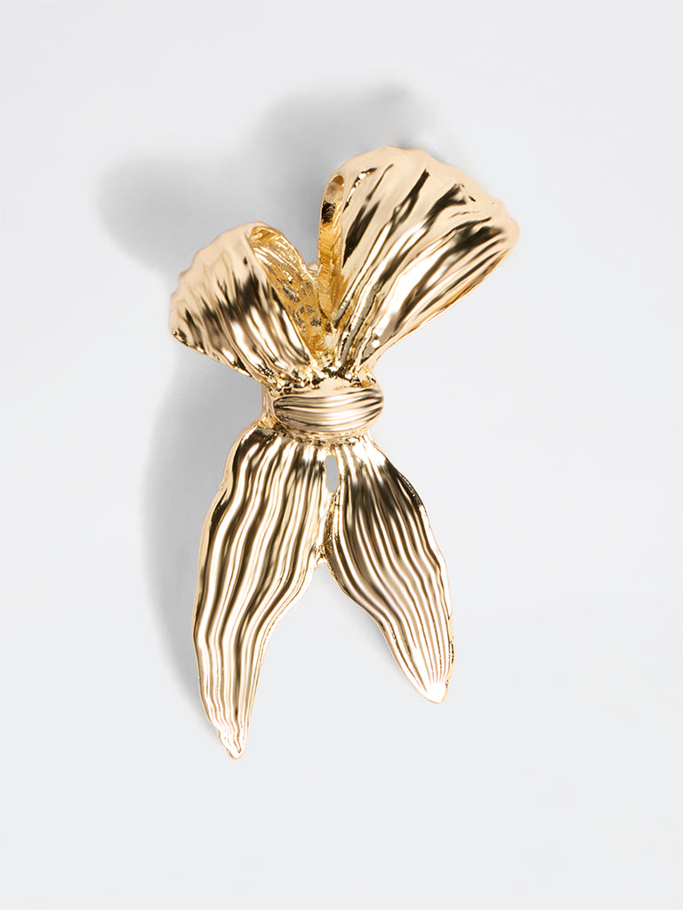 Westside Accessories Gold Textured Bow Brooch