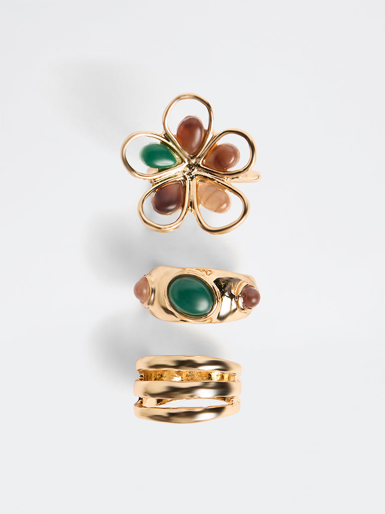 Westside Accessories Gold Multi Stack Rings - Pack of 3