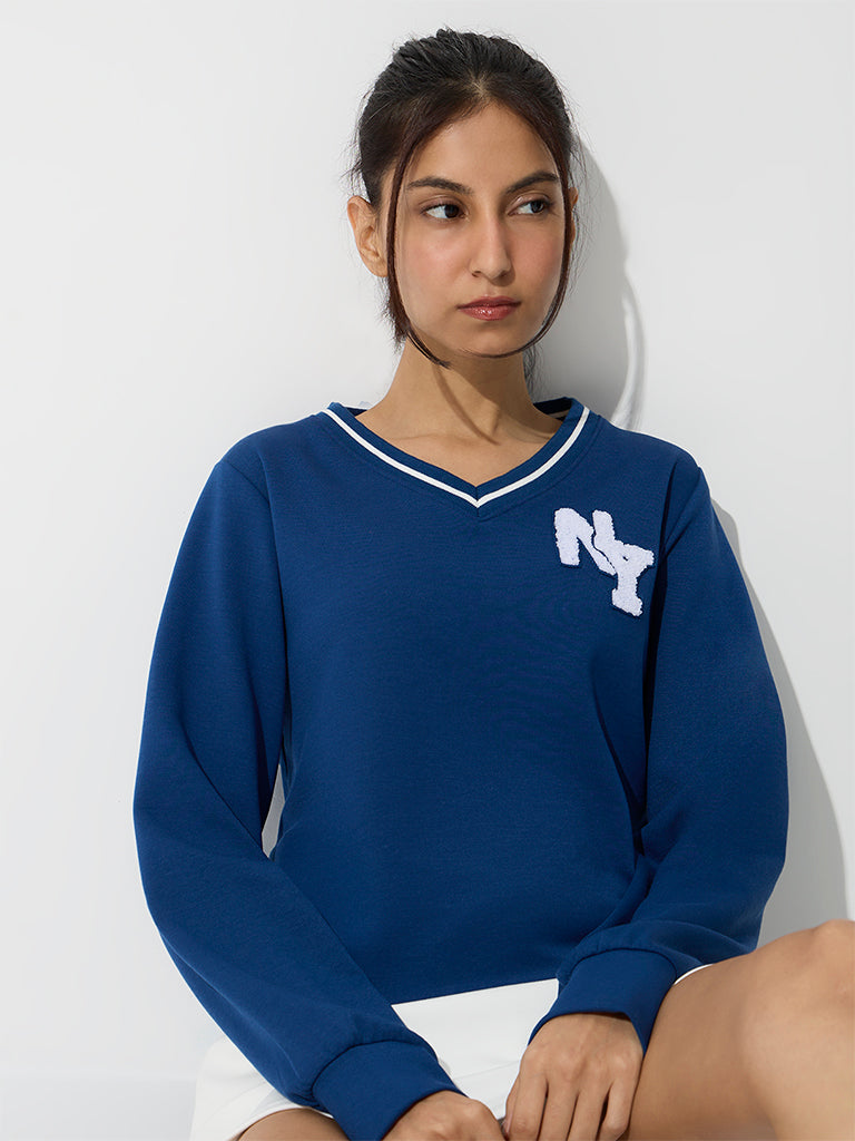 Nuoflexx Navy Text Embroidered Sweatshirt