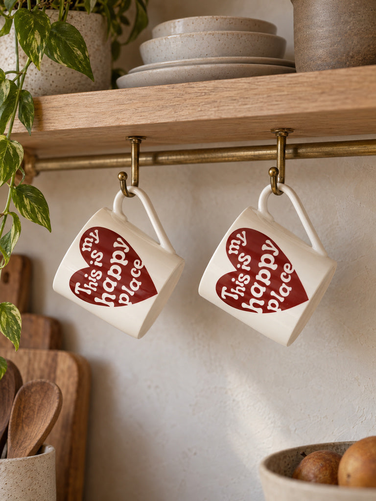 Westside Home Red and White Text Design Mugs - Set of 2