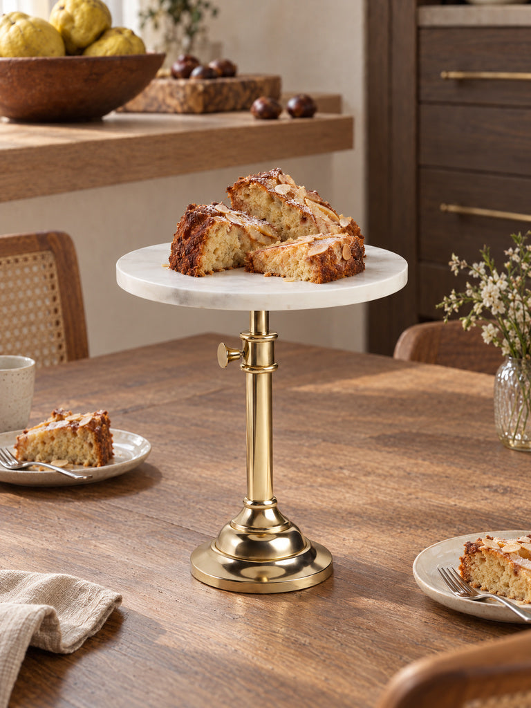 Westside Home White and Gold Pillar Cake Stand