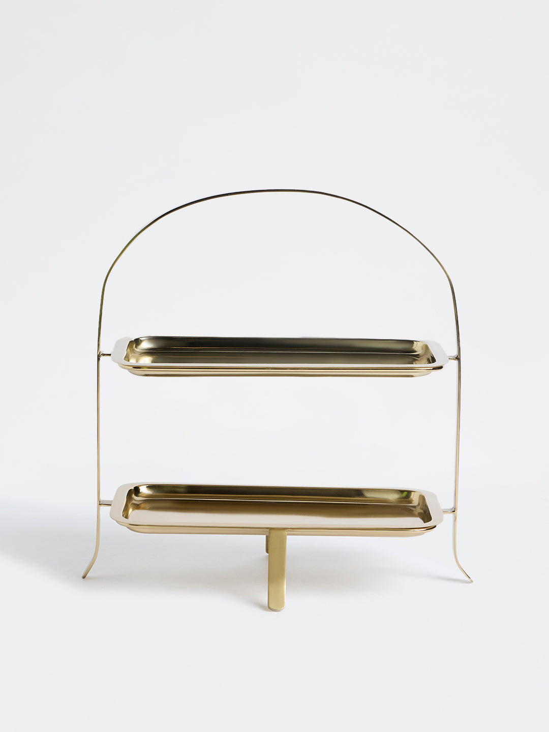 Westside Home Gold Metal Two-Tier Rectangular Serving Stand