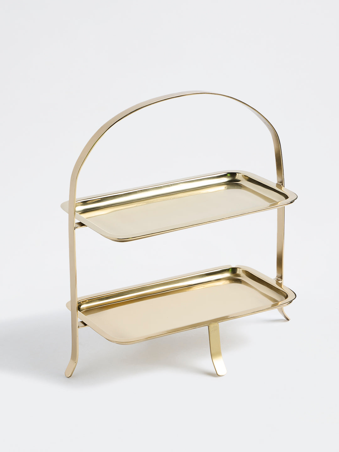 Westside Home Gold Metal Two-Tier Rectangular Serving Stand