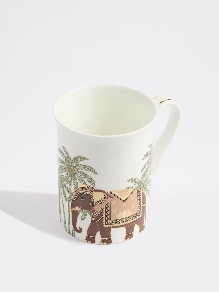 Westside Home White Heritage Elephant Design Mug