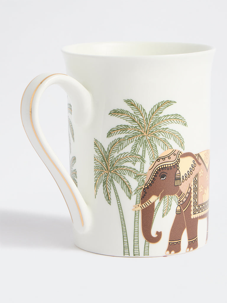 Westside Home White Heritage Elephant Design Mug