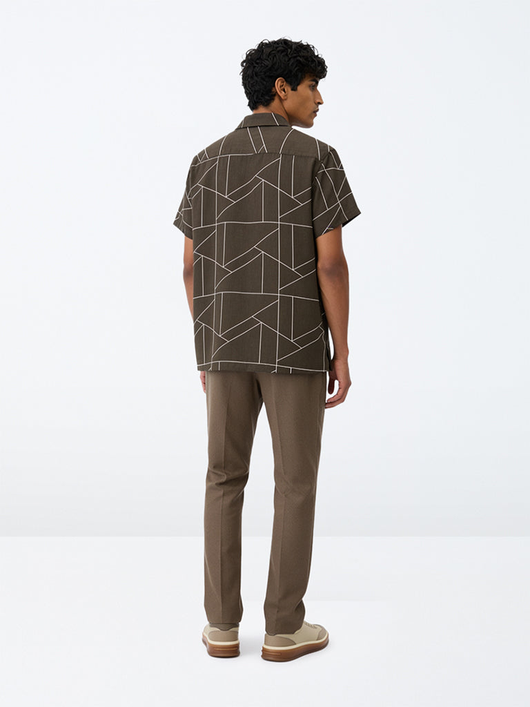 Ascot Dark Taupe Solid Relaxed-Fit Mid-Rise Chinos