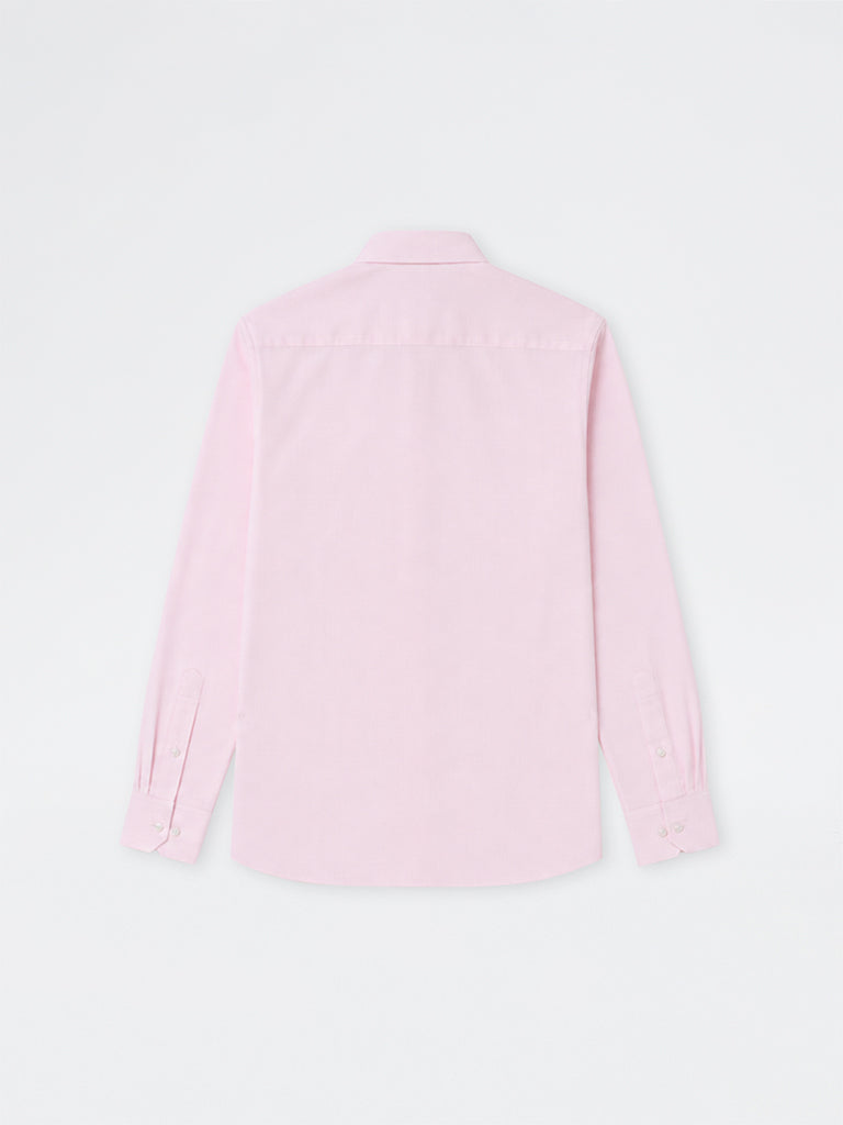 WES Formals Light Pink Checkered Slim-Fit Cotton Shirt