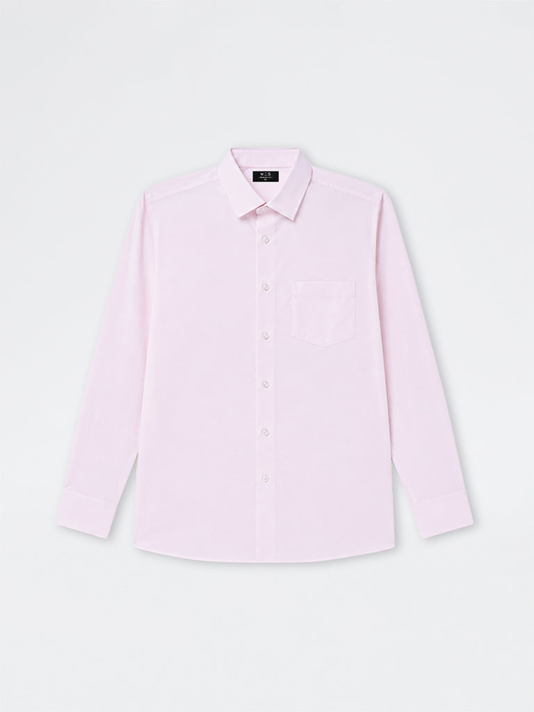 WES Formals Light Pink Relaxed-Fit Cotton Shirt