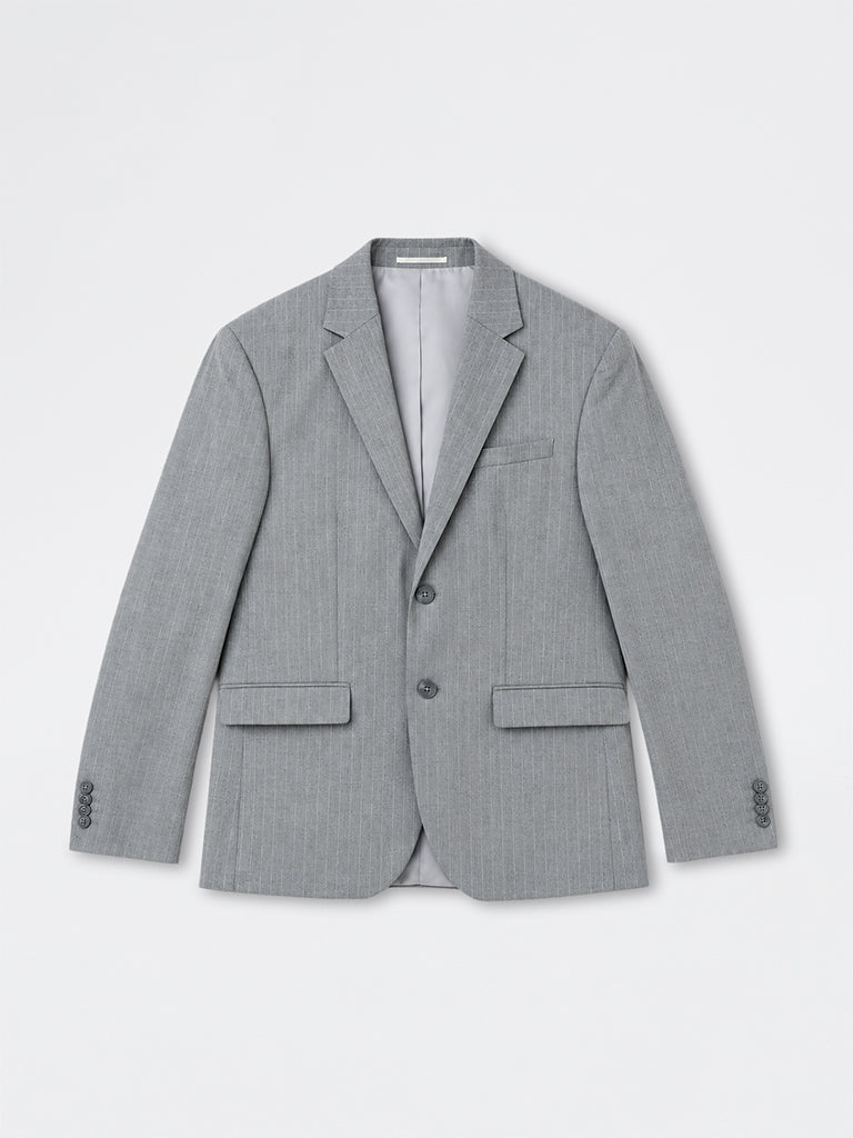 WES Formals Grey Pinstripe Slim-Fit Blazer