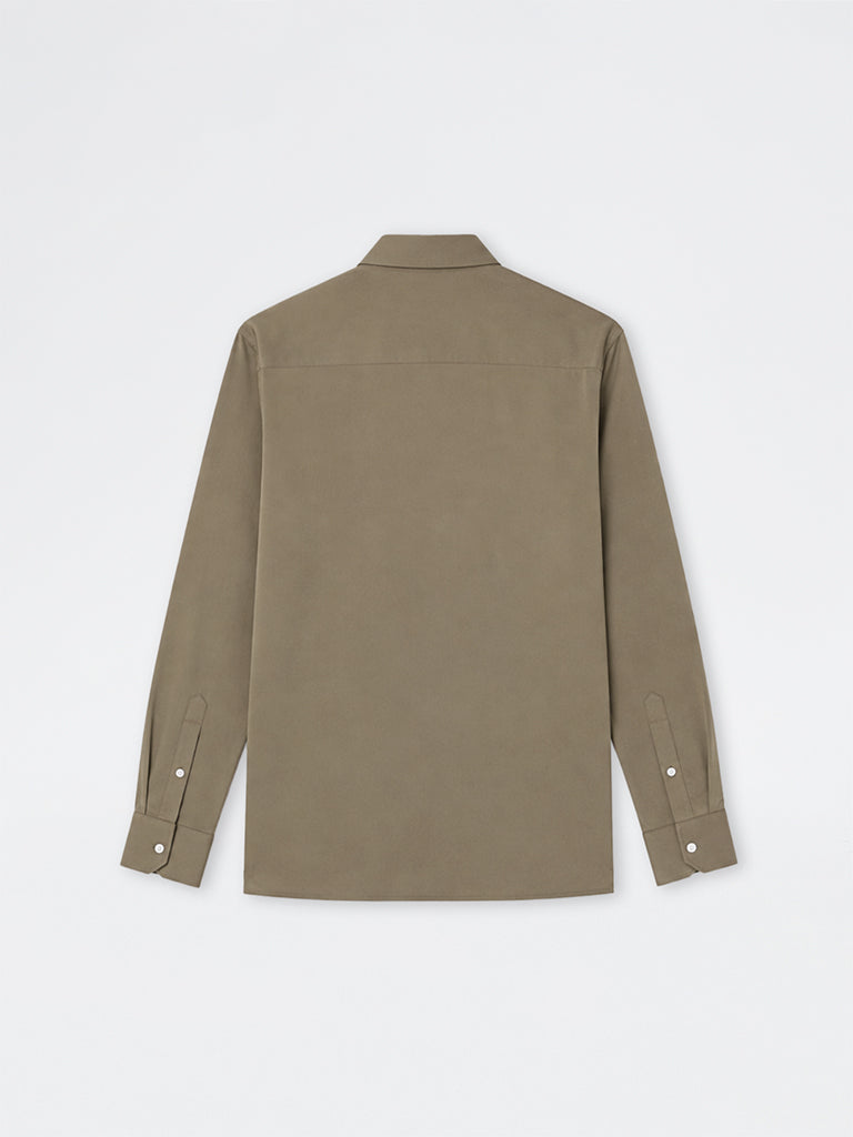 WES Formals Olive Solid Slim-Fit Shirt