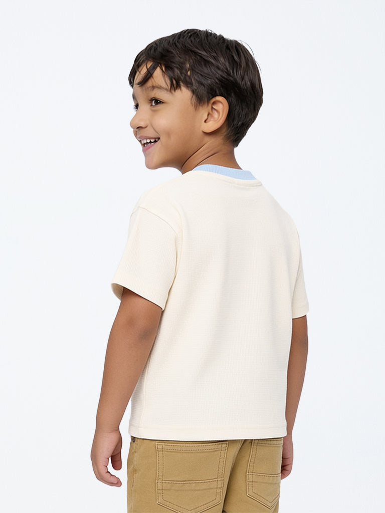 HOP Kids Boys Off-White Football Theme Cotton T-Shirt