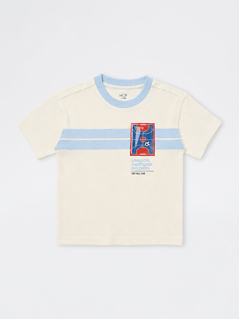 HOP Kids Boys Off-White Football Theme Cotton T-Shirt