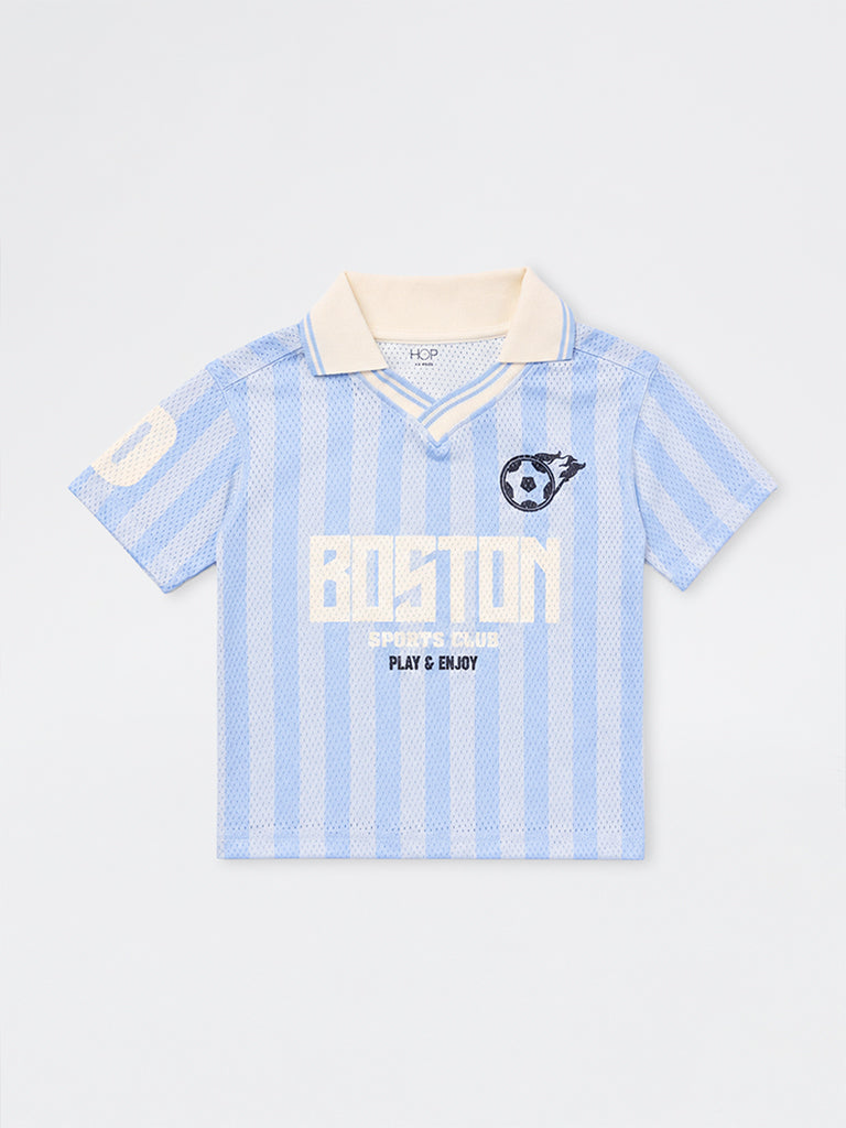 HOP Kids Boys Light Blue Striped Jersey
