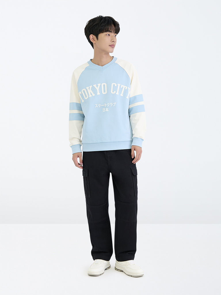 Y&F Kids Boys Black Cargo-Style Mid-Rise Relaxed Fit Jeans