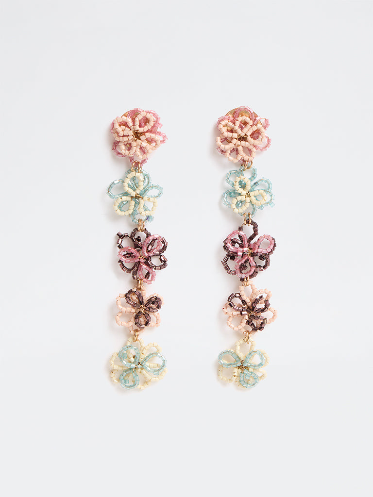 Westside Accessories Multicolour Floral Beaded Dangler Earrings