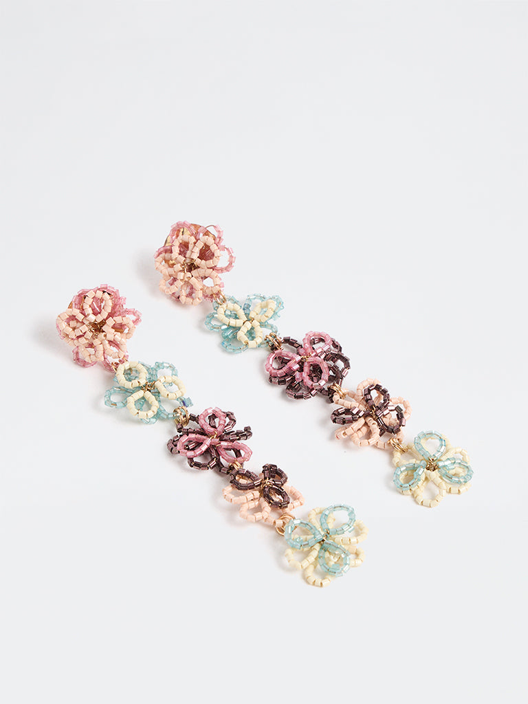 Westside Accessories Multicolour Floral Beaded Dangler Earrings