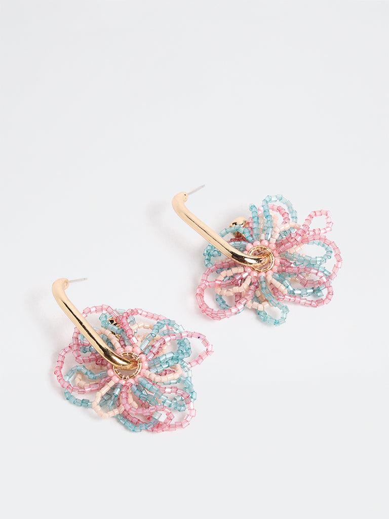 Westside Accessories Multicolour Floral Beaded Stud Earrings