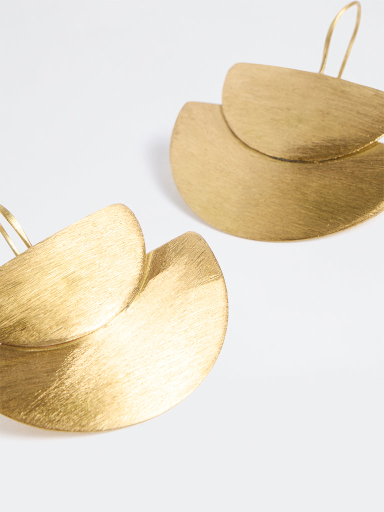 Westside Accessories Gold Semi-Circular Statement Earrings