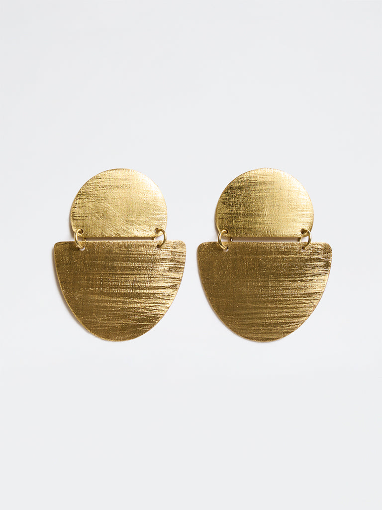 Westside Accessories Gold Semi-Circular Heavy Earrings