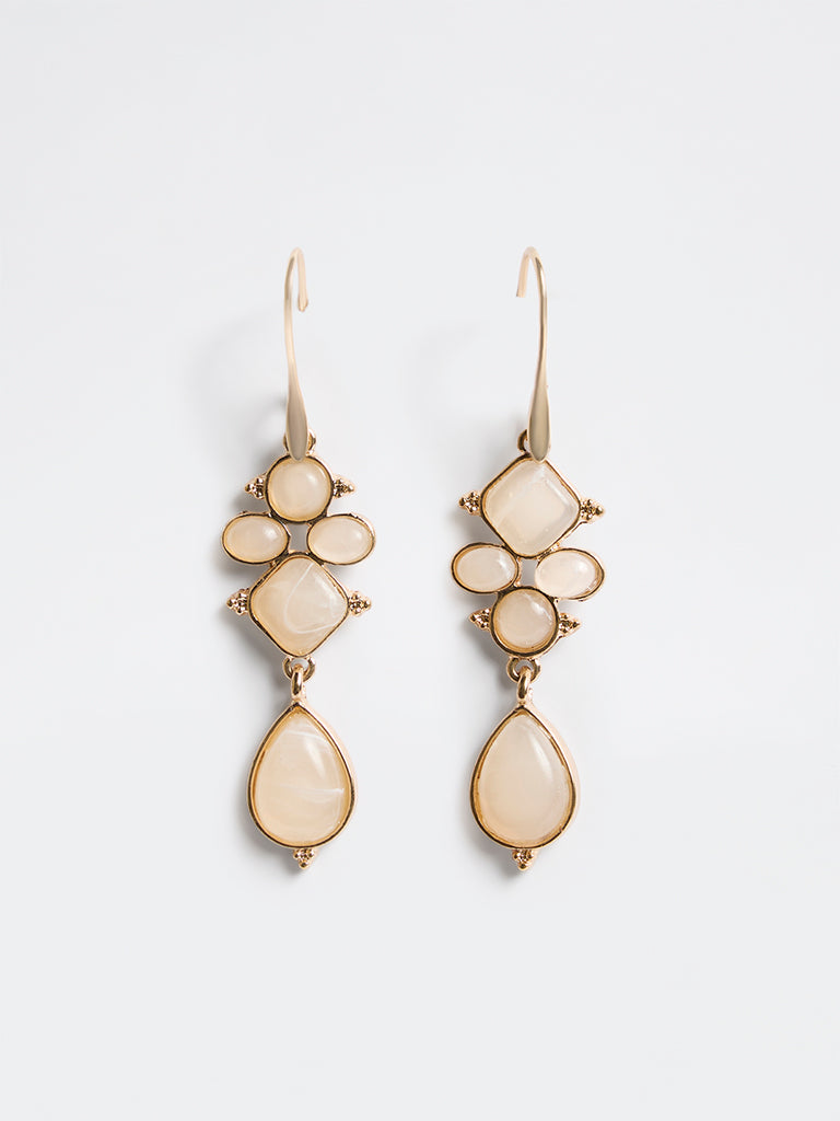 Westside Accessories Cream Geometric Stone Drop Earrings