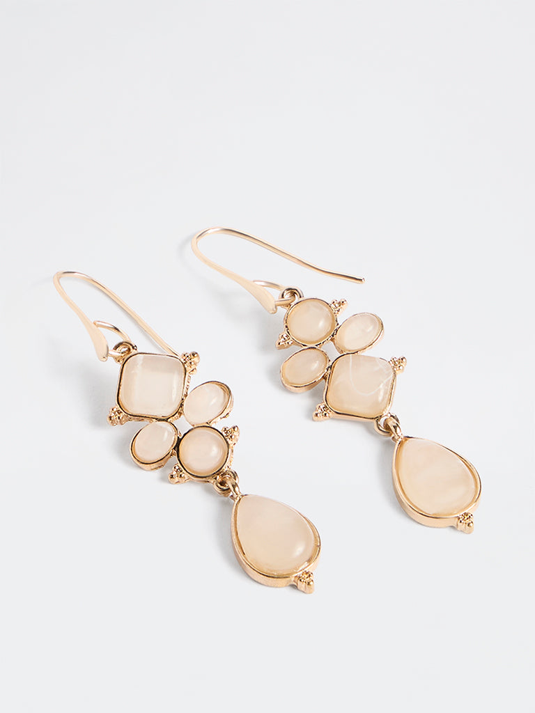 Westside Accessories Cream Geometric Stone Drop Earrings