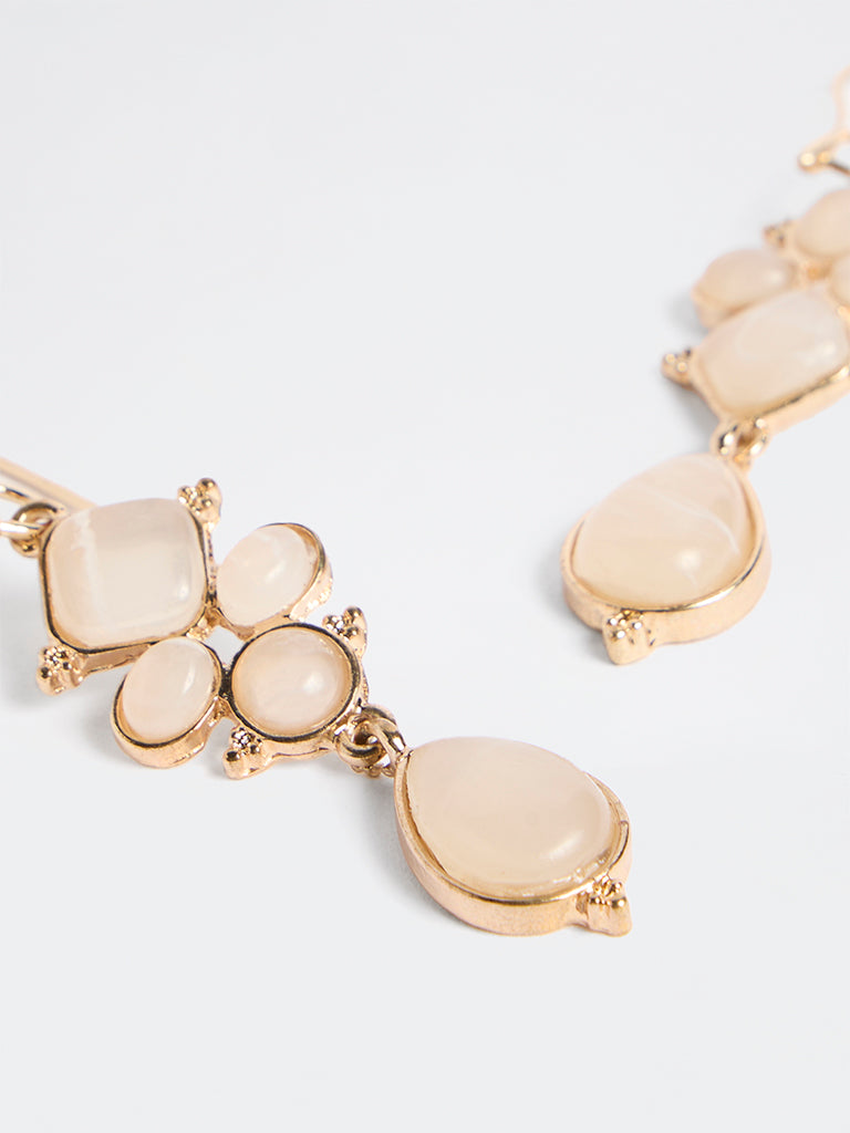 Westside Accessories Cream Geometric Stone Drop Earrings