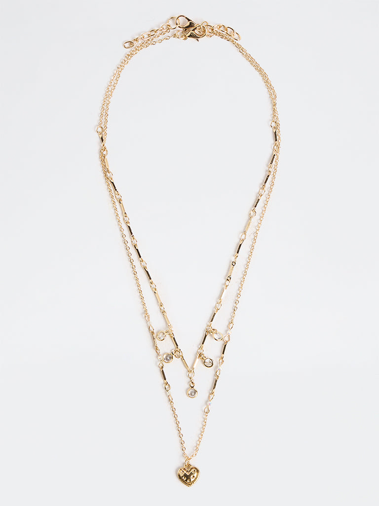 Westside Accessories Gold Stone-Detail Chain Necklaces - Pack of 2