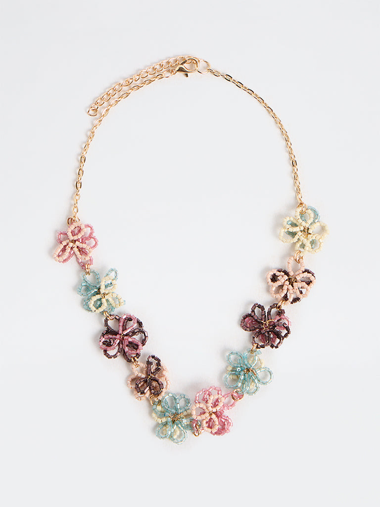 Westside Accessories Multicolour Floral Beaded Necklace