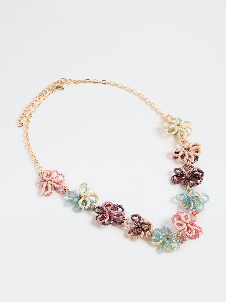 Westside Accessories Multicolour Floral Beaded Necklace