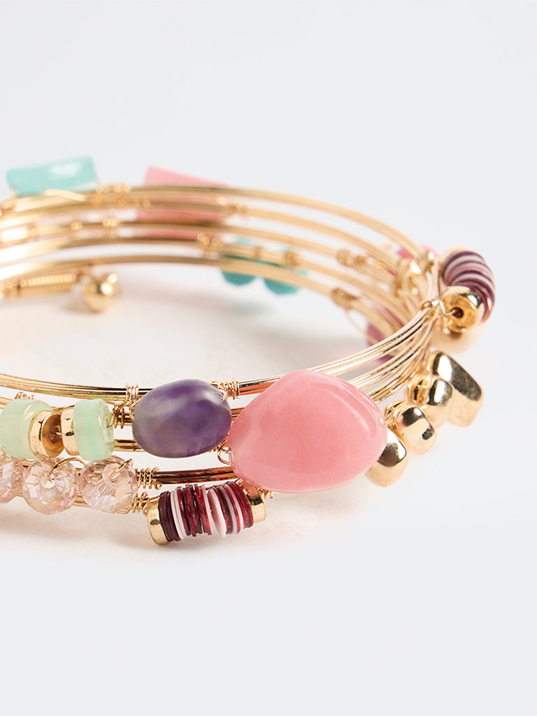 Westside Accessories Multi Color Beaded Coil Bracelet