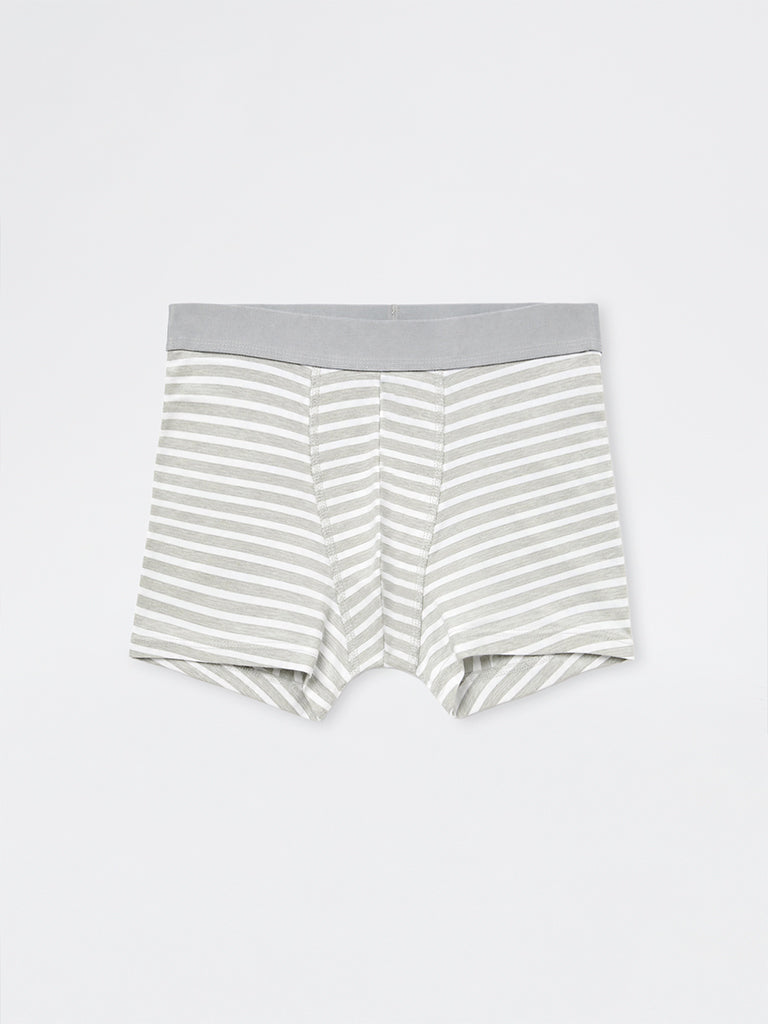 WES Lounge Grey Striped Relaxed-Fit Cotton-Blend Trunks - Pack of 3