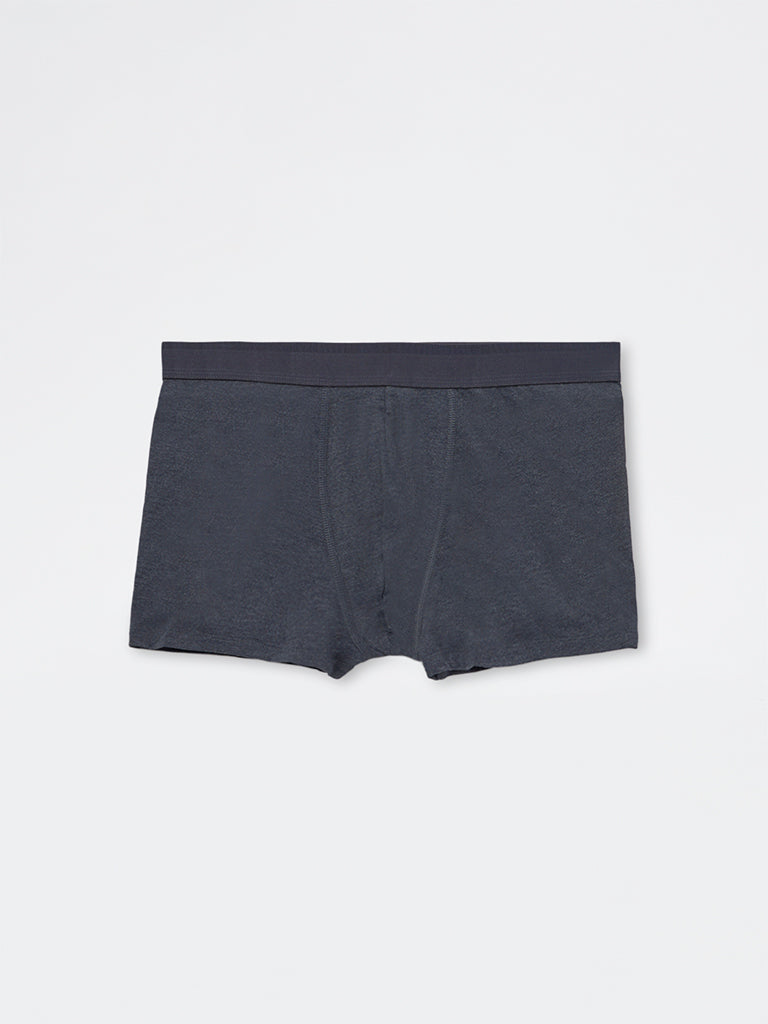 WES Lounge Navy Striped Relaxed-Fit Cotton-Blend Trunks - Pack of 3