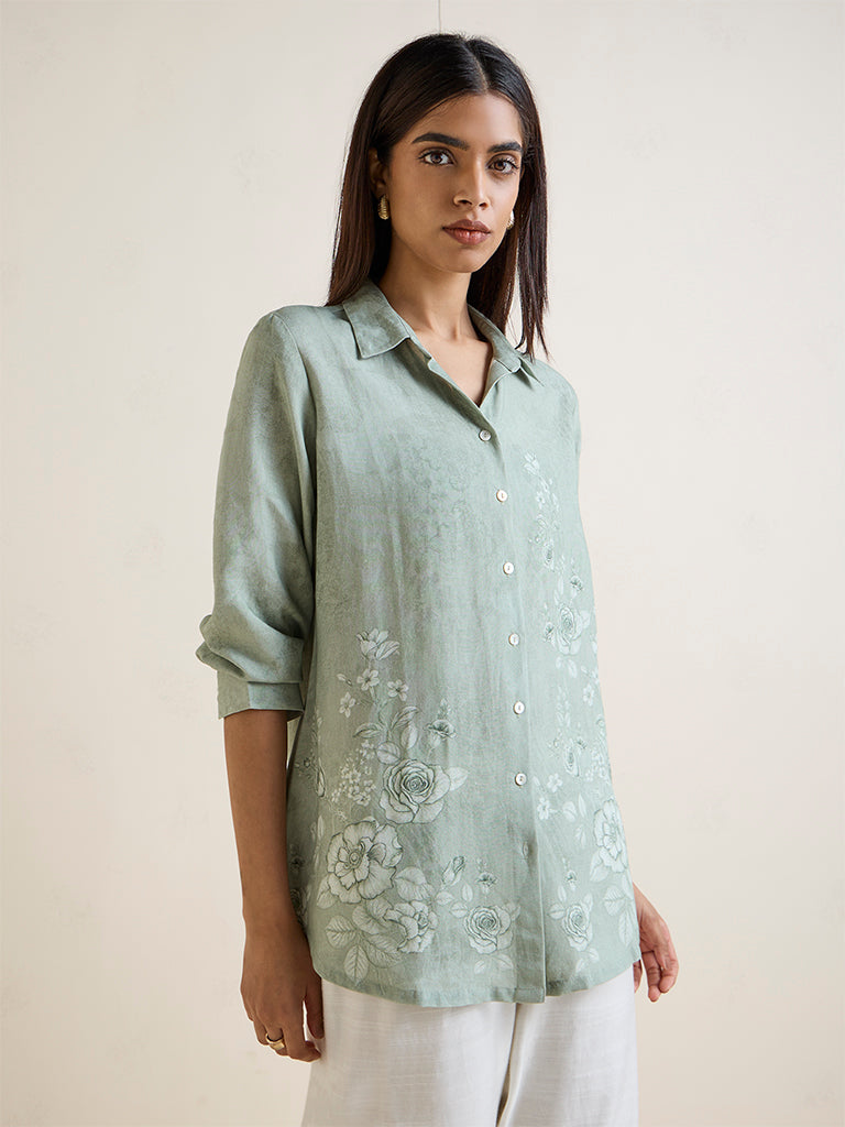 Zuba Sage Floral Printed Tunic