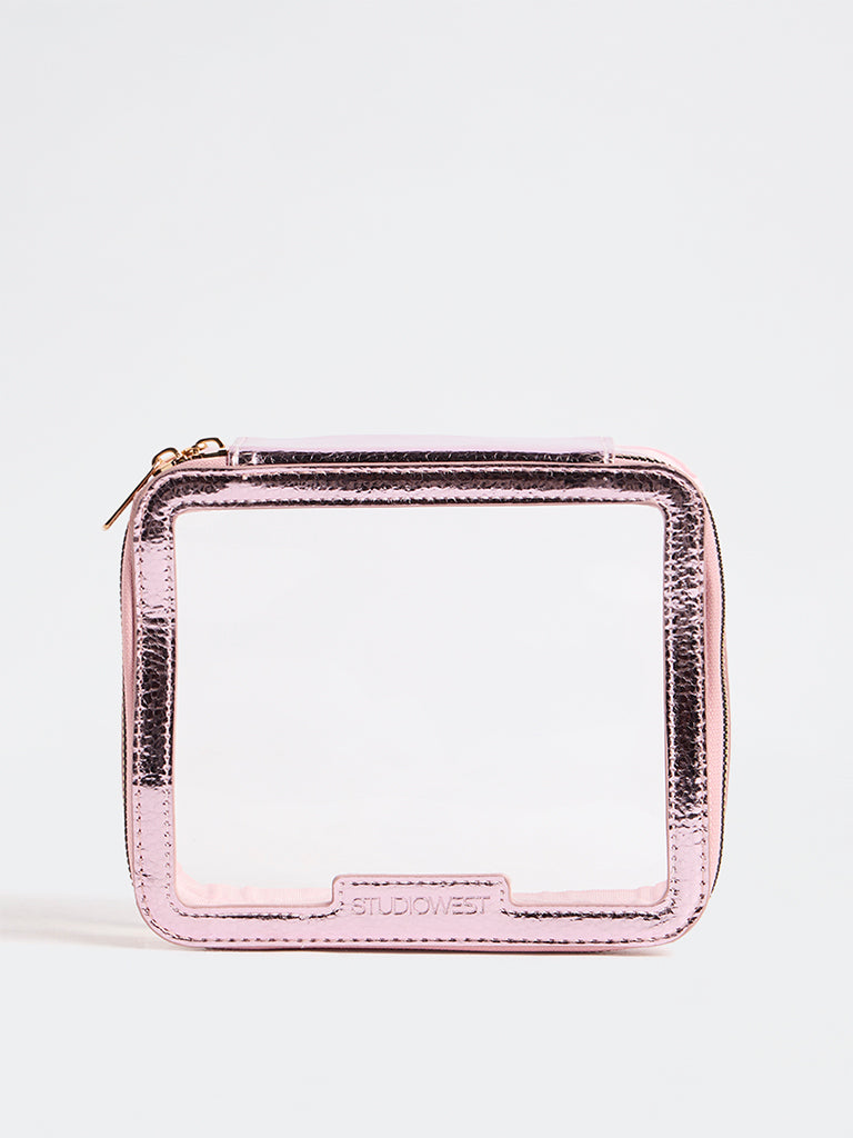 Studiowest Pink Metallic Transparent Travel Pouch