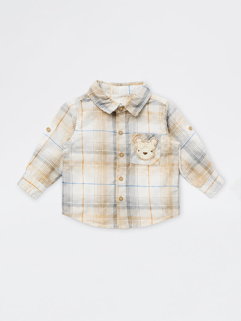 HOP Baby Boys Multicolour Checkered Cotton Shirt