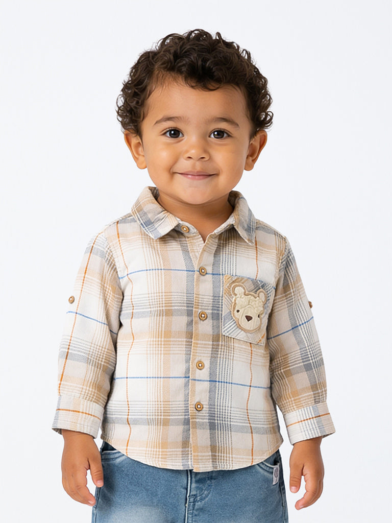 HOP Baby Boys Multicolour Checkered Cotton Shirt
