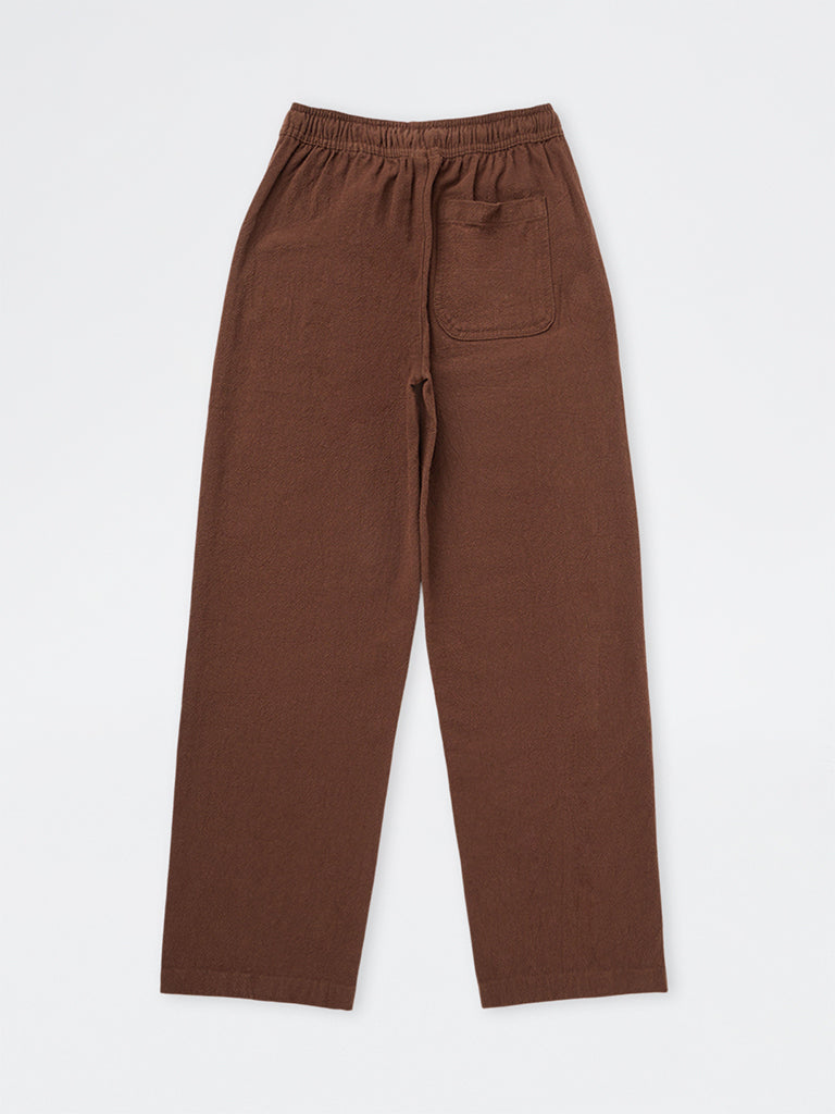 Boys Brown Solid Mid-Rise Cotton Trousers