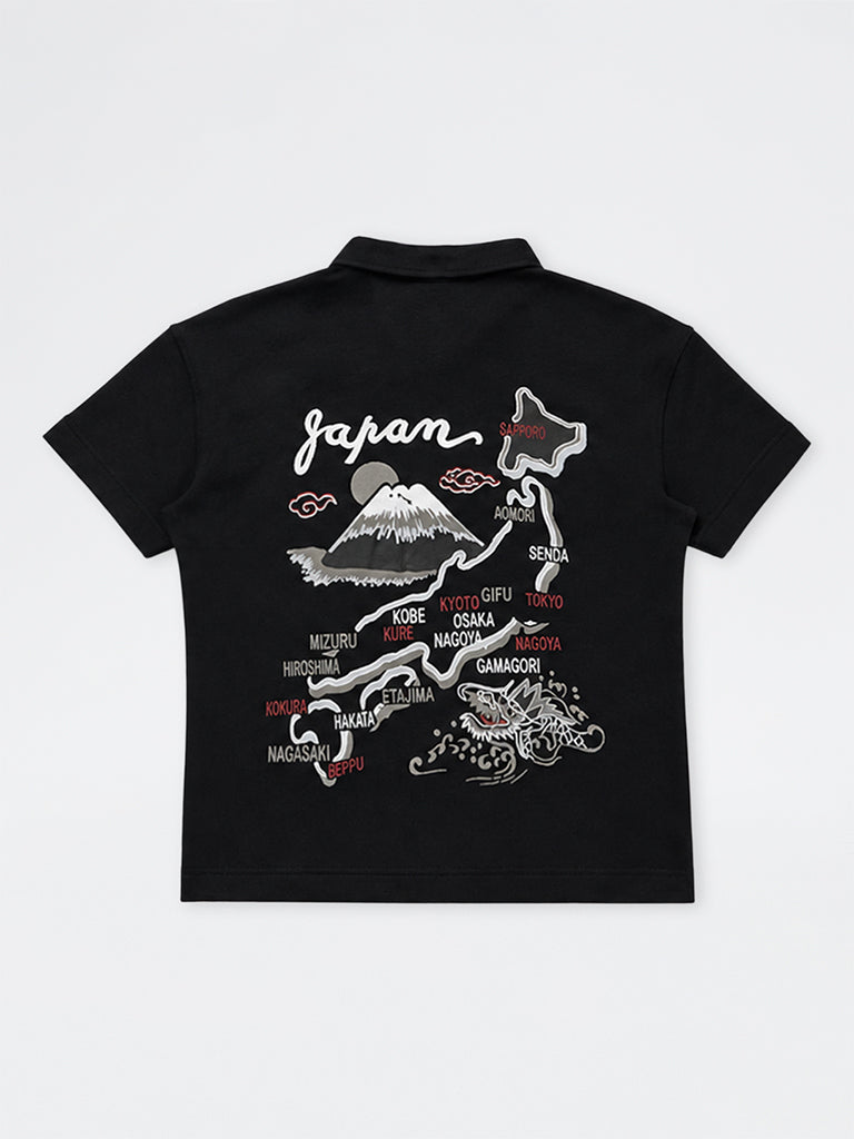 Boys Black Map Design Cotton-Blend Shirt