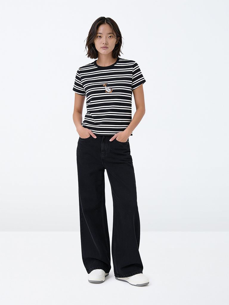 Girls Black Solid High-Rise Jeans