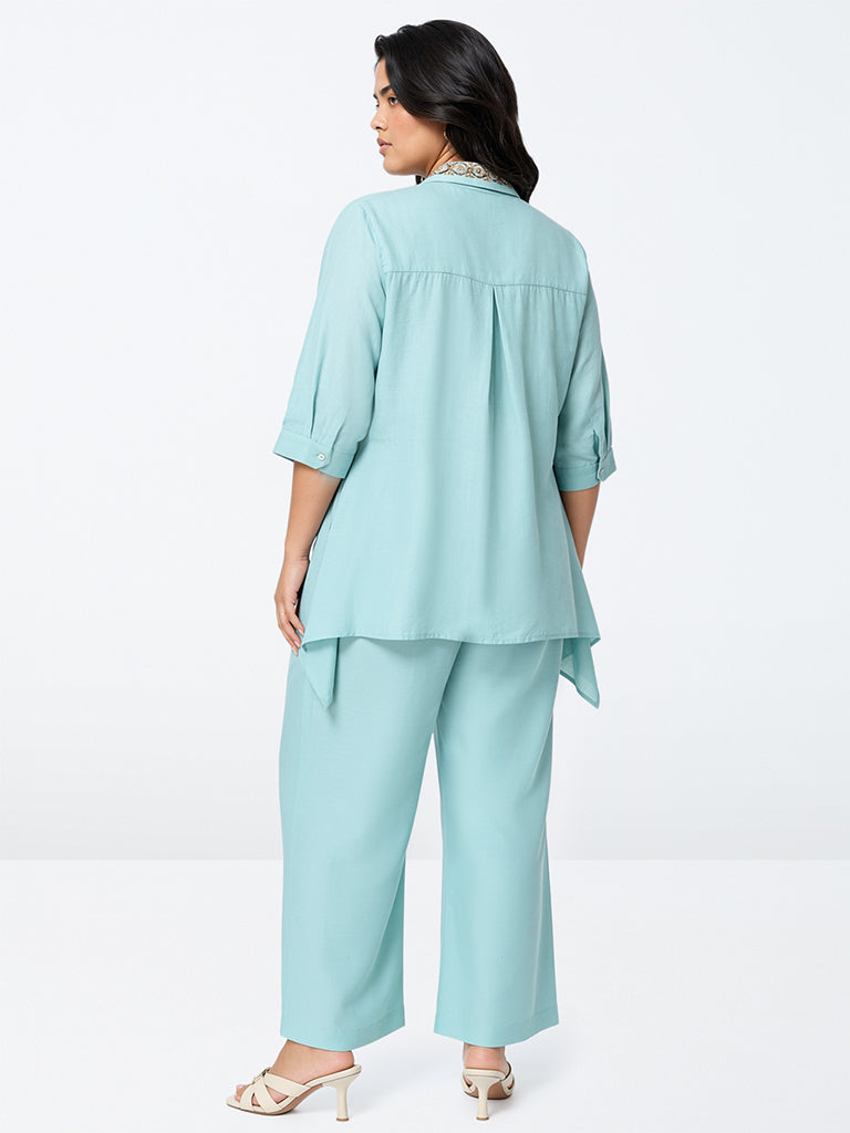 Diza Aqua Solid Palazzos