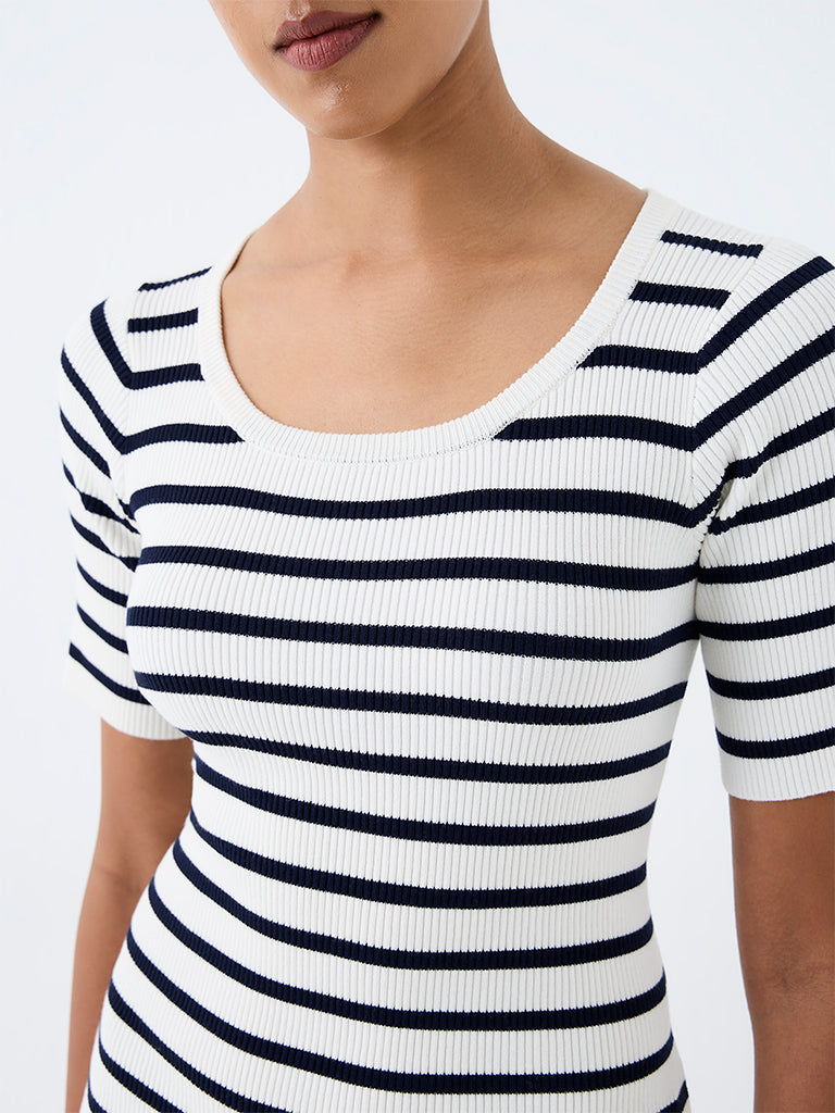 Wardrobe Ivory Striped Bodycon Dress